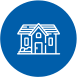 an icon of a house in a blue circle .