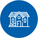 an icon of a house in a blue circle .