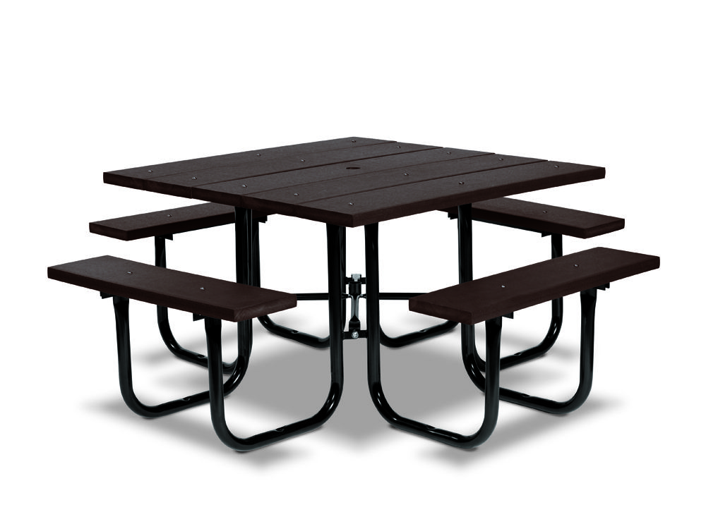 Square Recycled Plastic Table with Four Seats - Portable (MRGV140G)