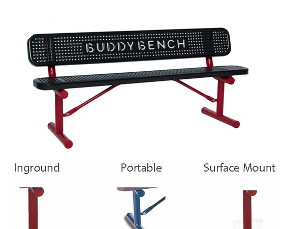6' Buddy Bench with Back -Perforated - Surface Mount (MRSG306PBB)