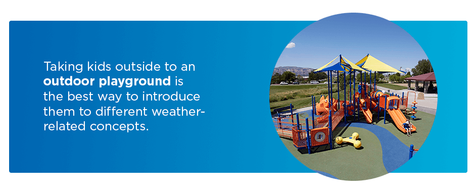 Taking kids outside to an outdoor playground is the best way to introduce them to different weather concepts 