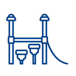 a blue line drawing of playground climbers