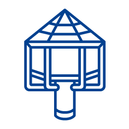 a blue line drawing of a playground deck