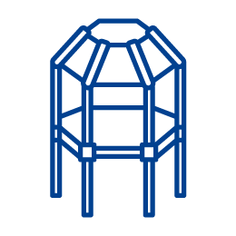 a blue line drawing of playground roof