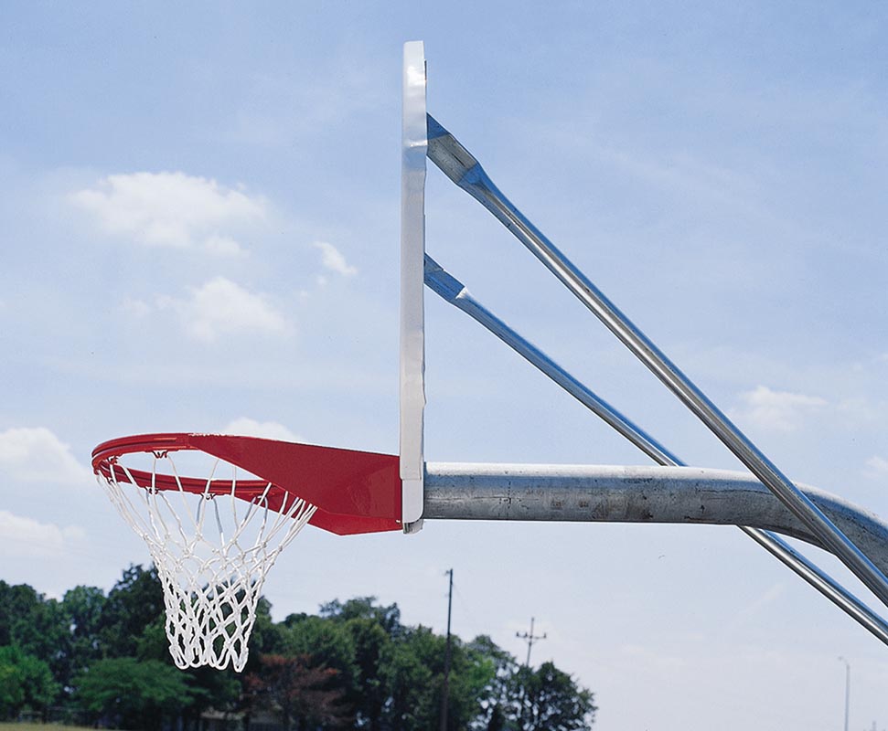 Complete Basketball Goal with Nylon Net and Fixed Steel Fan-Shaped Backboard