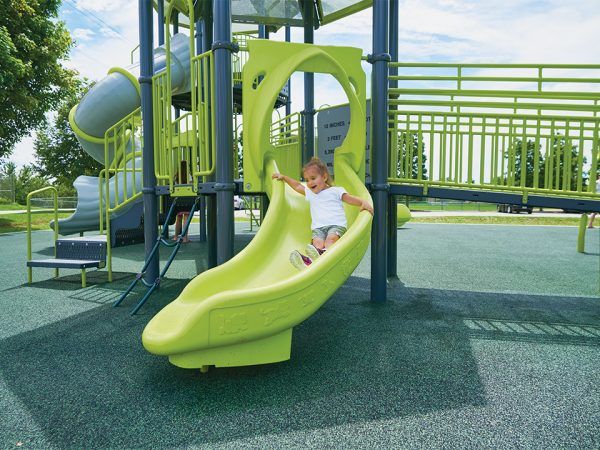 Bright green commercial playground slide